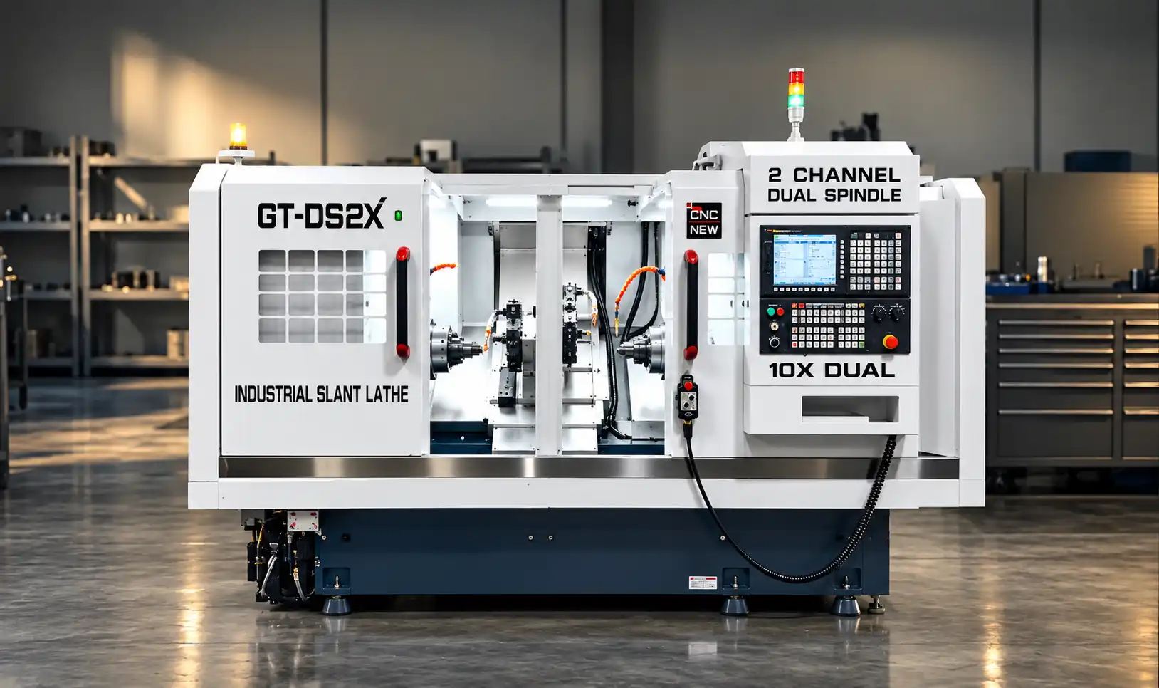 GT-DS2X dual spindle 10-axis gang tool CNC lathe